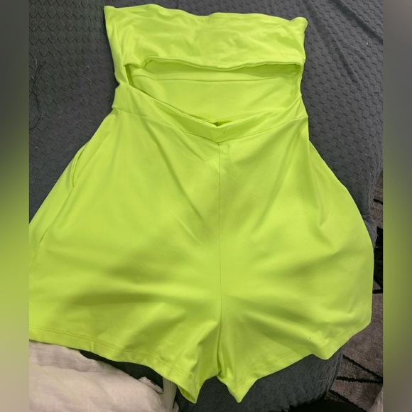 Neon Green Strapless Romper - Picture 2 of 2